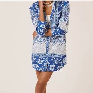 Anthropologie white and blue shirt dress NWT